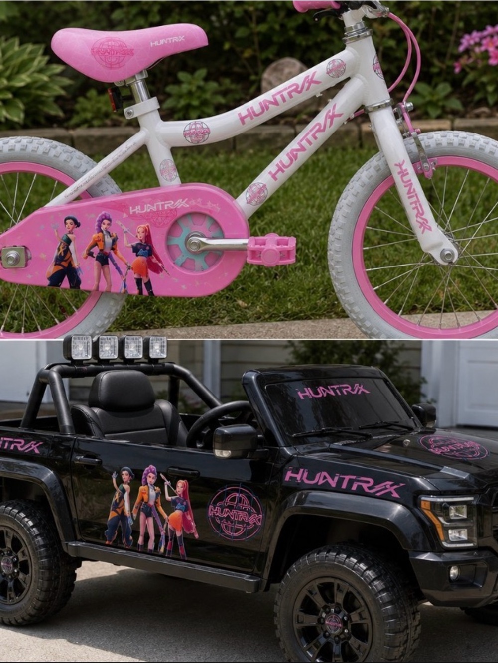 Pink Kpop demon hunters huntrix Kids Bicycle and Ride-On Truck Graphic Decals